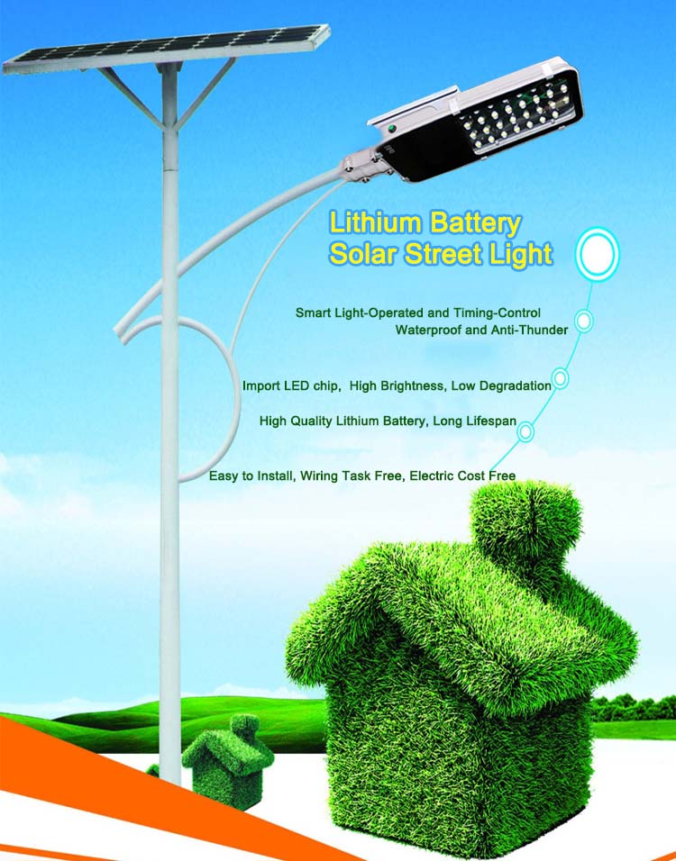 30W Outdoor IP65 Solar Powered Led Street Light with Lithium Battery ...