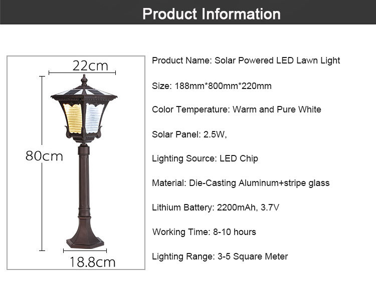 solar powered LED lawn light