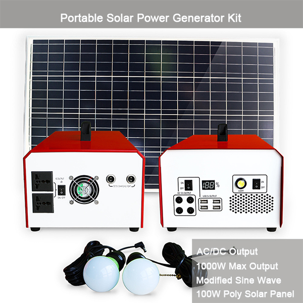 Portable solar power generator kit