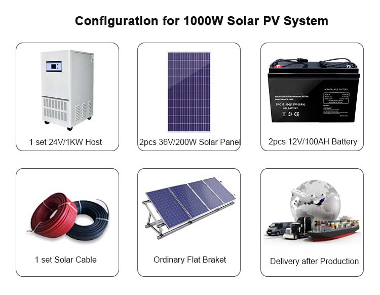 1KW Stand Alone Solar PV System for Home Electric Appliances